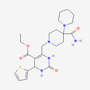 molecular formula C23H33N5O4S B2577667 Ethyl 6-((4'-carbamoyl-[1,4'-bipiperidin]-1'-yl)methyl)-2-oxo-4-(thiophen-2-yl)-1,2,3,4-tetrahydropyrimidine-5-carboxylate CAS No. 1252921-42-8