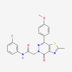 molecular formula C21H17FN4O3S B2577676 N-(3-fluorophenyl)-2-(7-(4-methoxyphenyl)-2-methyl-4-oxothiazolo[4,5-d]pyridazin-5(4H)-yl)acetamide CAS No. 941949-29-7