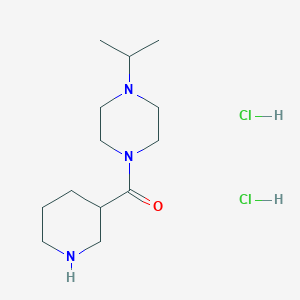 molecular formula C13H27Cl2N3O B2577682 Piperidin-3-yl-(4-propan-2-ylpiperazin-1-yl)methanone;dihydrochloride CAS No. 1835177-27-9