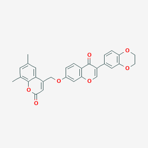 molecular formula C29H22O7 B2577704 4-(((3-(2,3-dihydrobenzo[b][1,4]dioxin-6-yl)-4-oxo-4H-chromen-7-yl)oxy)methyl)-6,8-dimethyl-2H-chromen-2-one CAS No. 637751-49-6