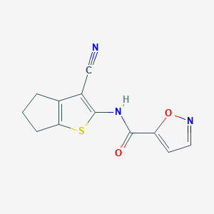molecular formula C12H9N3O2S B2577707 N-(3-cyano-5,6-dihydro-4H-cyclopenta[b]thiophen-2-yl)isoxazole-5-carboxamide CAS No. 941913-75-3