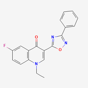 molecular formula C19H14FN3O2 B2577710 1-ethyl-6-fluoro-3-(3-phenyl-1,2,4-oxadiazol-5-yl)quinolin-4(1H)-one CAS No. 1207037-01-1