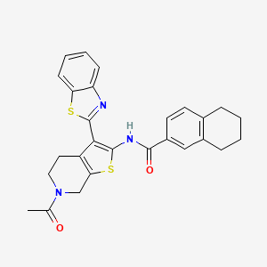 molecular formula C27H25N3O2S2 B2577713 N-(6-acetyl-3-(benzo[d]thiazol-2-yl)-4,5,6,7-tetrahydrothieno[2,3-c]pyridin-2-yl)-5,6,7,8-tetrahydronaphthalene-2-carboxamide CAS No. 864859-70-1