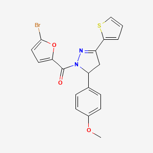 molecular formula C19H15BrN2O3S B2577715 (5-Bromofuran-2-yl)-[3-(4-methoxyphenyl)-5-thiophen-2-yl-3,4-dihydropyrazol-2-yl]methanone CAS No. 361480-29-7