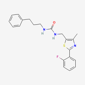 molecular formula C21H22FN3OS B2577716 1-((2-(2-Fluorophenyl)-4-methylthiazol-5-yl)methyl)-3-(3-phenylpropyl)urea CAS No. 1421477-96-4