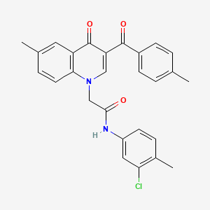molecular formula C27H23ClN2O3 B2577722 N-(3-chloro-4-methylphenyl)-2-(6-methyl-3-(4-methylbenzoyl)-4-oxoquinolin-1(4H)-yl)acetamide CAS No. 895650-68-7