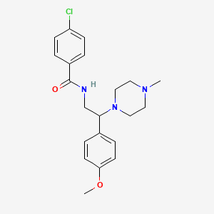 molecular formula C21H26ClN3O2 B2577732 4-chloro-N-(2-(4-methoxyphenyl)-2-(4-methylpiperazin-1-yl)ethyl)benzamide CAS No. 906159-91-9