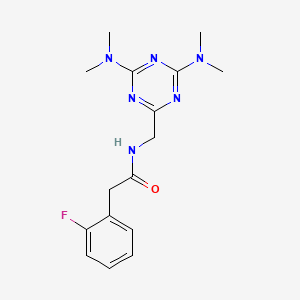 molecular formula C16H21FN6O B2577735 N-((4,6-bis(dimethylamino)-1,3,5-triazin-2-yl)methyl)-2-(2-fluorophenyl)acetamide CAS No. 2034573-02-7