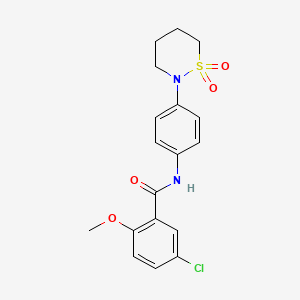 molecular formula C18H19ClN2O4S B2577736 5-chloro-N-[4-(1,1-dioxothiazinan-2-yl)phenyl]-2-methoxybenzamide CAS No. 941894-23-1