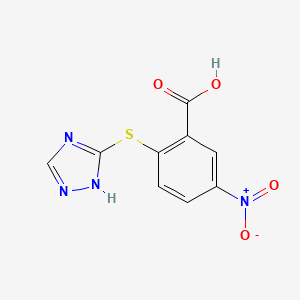 molecular formula C9H6N4O4S B2577747 5-nitro-2-(1H-1,2,4-triazol-5-ylsulfanyl)benzoic acid CAS No. 554405-04-8