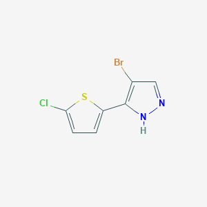 molecular formula C7H4BrClN2S B2577751 4-bromo-5-(5-chlorothiophen-2-yl)-1H-pyrazole CAS No. 1935426-74-6