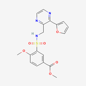 molecular formula C18H17N3O6S B2577752 methyl 3-(N-((3-(furan-2-yl)pyrazin-2-yl)methyl)sulfamoyl)-4-methoxybenzoate CAS No. 2034465-67-1