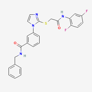 molecular formula C25H20F2N4O2S B2577754 N-苄基-3-(2-((2-((2,5-二氟苯基)氨基)-2-氧代乙基)硫代)-1H-咪唑-1-基)苯甲酰胺 CAS No. 1115439-82-1