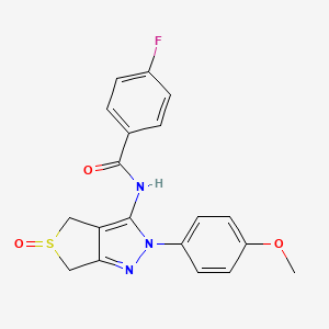 molecular formula C19H16FN3O3S B2577755 4-fluoro-N-[2-(4-methoxyphenyl)-5-oxo-4,6-dihydrothieno[3,4-c]pyrazol-3-yl]benzamide CAS No. 1009235-33-9