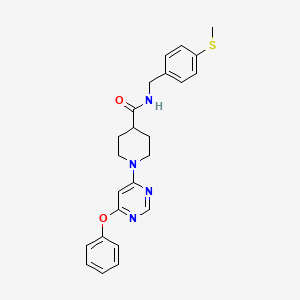 molecular formula C24H26N4O2S B2577765 N-[4-(methylthio)benzyl]-1-(6-phenoxypyrimidin-4-yl)piperidine-4-carboxamide CAS No. 1251676-84-2