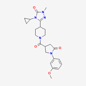 molecular formula C23H29N5O4 B2577766 4-cyclopropyl-3-(1-(1-(3-methoxyphenyl)-5-oxopyrrolidine-3-carbonyl)piperidin-4-yl)-1-methyl-1H-1,2,4-triazol-5(4H)-one CAS No. 1797737-80-4