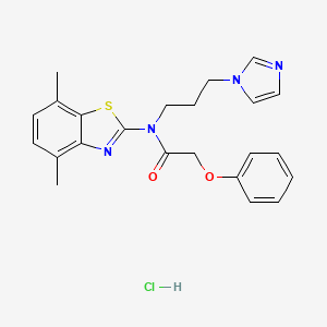 molecular formula C23H25ClN4O2S B2577772 N-(3-(1H-imidazol-1-yl)propyl)-N-(4,7-dimethylbenzo[d]thiazol-2-yl)-2-phenoxyacetamide hydrochloride CAS No. 1216436-31-5