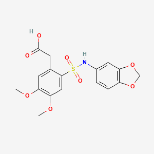 molecular formula C17H17NO8S B2577776 2-(2-((Benzo[d]1,3-dioxolan-5-ylamino)sulfonyl)-4,5-dimethoxyphenyl)acetic acid CAS No. 1797781-96-4