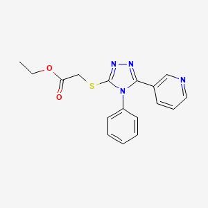 molecular formula C17H16N4O2S B2577777 Ethyl 2-(4-phenyl-5-(3-pyridyl)-1,2,4-triazol-3-ylthio)acetate CAS No. 332909-79-2