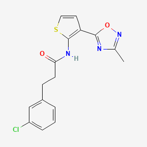 molecular formula C16H14ClN3O2S B2577779 3-(3-chlorophenyl)-N-(3-(3-methyl-1,2,4-oxadiazol-5-yl)thiophen-2-yl)propanamide CAS No. 2034244-09-0