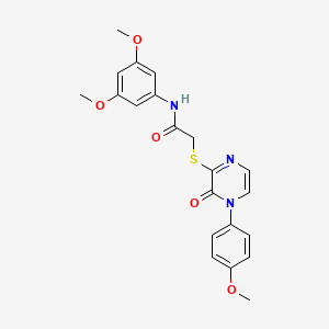 molecular formula C21H21N3O5S B2577793 N-(3,5-二甲氧基苯基)-2-((4-(4-甲氧基苯基)-3-氧代-3,4-二氢吡嗪-2-基)硫代)乙酰胺 CAS No. 895112-83-1
