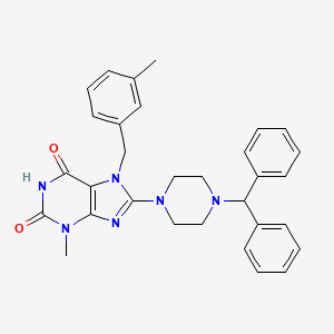 molecular formula C31H32N6O2 B2577798 8-(4-benzhydrylpiperazin-1-yl)-3-methyl-7-(3-methylbenzyl)-1H-purine-2,6(3H,7H)-dione CAS No. 714253-37-9