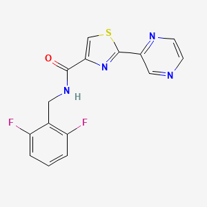 molecular formula C15H10F2N4OS B2577816 N-(2,6-二氟苄基)-2-(吡嗪-2-基)噻唑-4-甲酰胺 CAS No. 1234874-17-9