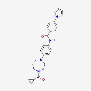 molecular formula C26H28N4O2 B2577822 N-(4-(4-(环丙烷羰基)-1,4-二氮杂环戊烷-1-基)苯基)-4-(1H-吡咯-1-基)苯甲酰胺 CAS No. 1207007-75-7