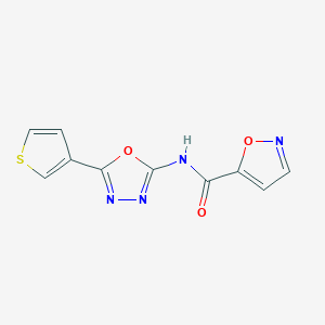 molecular formula C10H6N4O3S B2577826 N-(5-(thiophen-3-yl)-1,3,4-oxadiazol-2-yl)isoxazole-5-carboxamide CAS No. 1251692-40-6