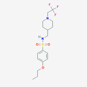molecular formula C17H25F3N2O3S B2577832 4-Propoxy-N-[[1-(2,2,2-trifluoroethyl)piperidin-4-yl]methyl]benzenesulfonamide CAS No. 2319720-65-3