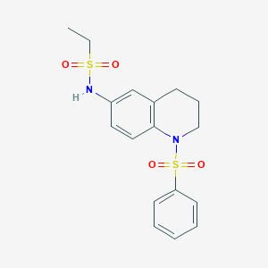 N-[1-(benzenesulfonyl)-3,4-dihydro-2H-quinolin-6-yl]ethanesulfonamide