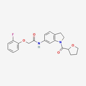 molecular formula C21H21FN2O4 B2577839 2-(2-fluorophenoxy)-N-(1-(tetrahydrofuran-2-carbonyl)indolin-6-yl)acetamide CAS No. 1040657-92-8