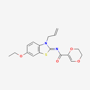molecular formula C17H18N2O4S B2577841 (Z)-N-(3-烯丙基-6-乙氧基苯并[d]噻唑-2(3H)-亚甲基)-5,6-二氢-1,4-二氧杂环-2-甲酰胺 CAS No. 865180-81-0