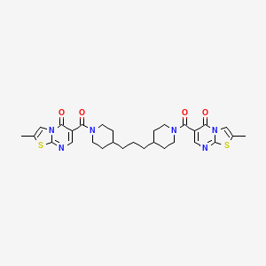 2-methyl-6-{4-[3-(1-{2-methyl-5-oxo-5H-[1,3]thiazolo[3,2-a]pyrimidine-6-carbonyl}piperidin-4-yl)propyl]piperidine-1-carbonyl}-5H-[1,3]thiazolo[3,2-a]pyrimidin-5-one