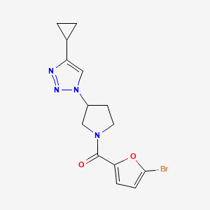 molecular formula C14H15BrN4O2 B2577853 (5-溴呋喃-2-基)(3-(4-环丙基-1H-1,2,3-三唑-1-基)吡咯烷-1-基)甲酮 CAS No. 2034613-01-7