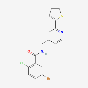 molecular formula C17H12BrClN2OS B2577859 5-bromo-2-chloro-N-((2-(thiophen-2-yl)pyridin-4-yl)methyl)benzamide CAS No. 2034270-41-0