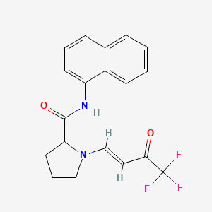 molecular formula C19H17F3N2O2 B2577876 (E)-N-(naphthalen-1-yl)-1-(4,4,4-trifluoro-3-oxobut-1-en-1-yl)pyrrolidine-2-carboxamide CAS No. 477181-56-9