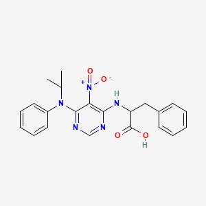 molecular formula C22H23N5O4 B2577877 2-{[6-(Isopropylanilino)-5-nitro-4-pyrimidinyl]amino}-3-phenylpropanoic acid CAS No. 1008064-69-4