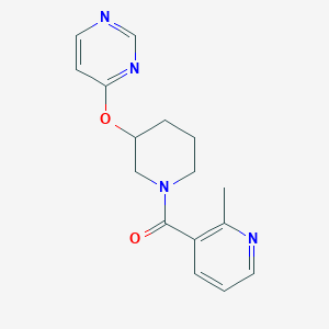 molecular formula C16H18N4O2 B2577880 （2-甲基吡啶-3-基）（3-（嘧啶-4-基氧基）哌啶-1-基）甲酮 CAS No. 2034332-73-3