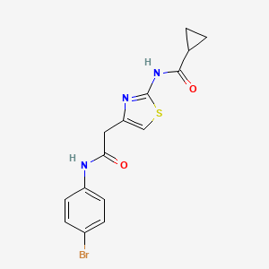molecular formula C15H14BrN3O2S B2577885 N-(4-(2-((4-bromophenyl)amino)-2-oxoethyl)thiazol-2-yl)cyclopropanecarboxamide CAS No. 923173-51-7