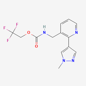 molecular formula C13H13F3N4O2 B2577894 2,2,2-三氟乙基((2-(1-甲基-1H-吡唑-4-基)吡啶-3-基)甲基)氨基甲酸酯 CAS No. 2034493-59-7