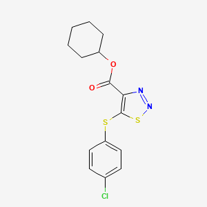 molecular formula C15H15ClN2O2S2 B2577903 Cyclohexyl 5-[(4-chlorophenyl)sulfanyl]-1,2,3-thiadiazole-4-carboxylate CAS No. 306977-01-5