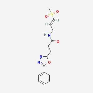 molecular formula C15H17N3O4S B2577914 N-[(E)-3-Methylsulfonylprop-2-enyl]-3-(5-phenyl-1,3,4-oxadiazol-2-yl)propanamide CAS No. 2305573-47-9