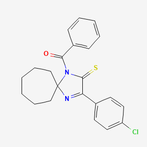 molecular formula C22H21ClN2OS B2577916 1-Benzoyl-3-(4-chlorophenyl)-1,4-diazaspiro[4.6]undec-3-ene-2-thione CAS No. 1223907-72-9