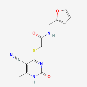 molecular formula C13H12N4O3S B2577917 2-((5-氰基-6-甲基-2-氧代-1,2-二氢嘧啶-4-基)硫代)-N-(呋喃-2-基甲基)乙酰胺 CAS No. 899993-24-9