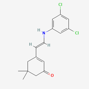 molecular formula C16H17Cl2NO B2577918 3-[(E)-2-(3,5-dichloroanilino)ethenyl]-5,5-dimethylcyclohex-2-en-1-one CAS No. 338759-38-9
