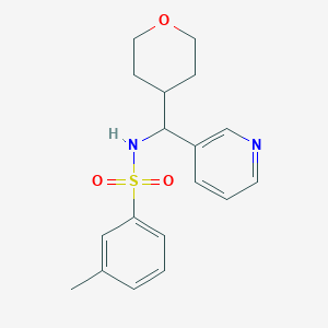 molecular formula C18H22N2O3S B2577919 3-methyl-N-(pyridin-3-yl(tetrahydro-2H-pyran-4-yl)methyl)benzenesulfonamide CAS No. 2034259-73-7