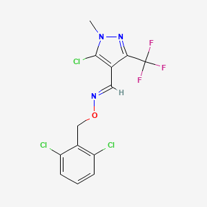 molecular formula C13H9Cl3F3N3O B2577926 5-chloro-1-methyl-3-(trifluoromethyl)-1H-pyrazole-4-carbaldehyde O-(2,6-dichlorobenzyl)oxime CAS No. 318284-45-6