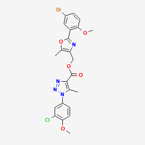 molecular formula C23H20BrClN4O5 B2577928 [2-(5-溴-2-甲氧基苯基)-5-甲基-1,3-恶唑-4-基]甲基 1-(3-氯-4-甲氧基苯基)-5-甲基-1H-1,2,3-三唑-4-羧酸酯 CAS No. 1223756-26-0