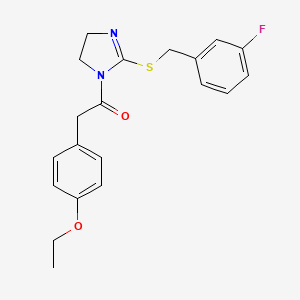 molecular formula C20H21FN2O2S B2577935 2-(4-乙氧苯基)-1-(2-((3-氟苄基)硫代)-4,5-二氢-1H-咪唑-1-基)乙酮 CAS No. 851865-32-2